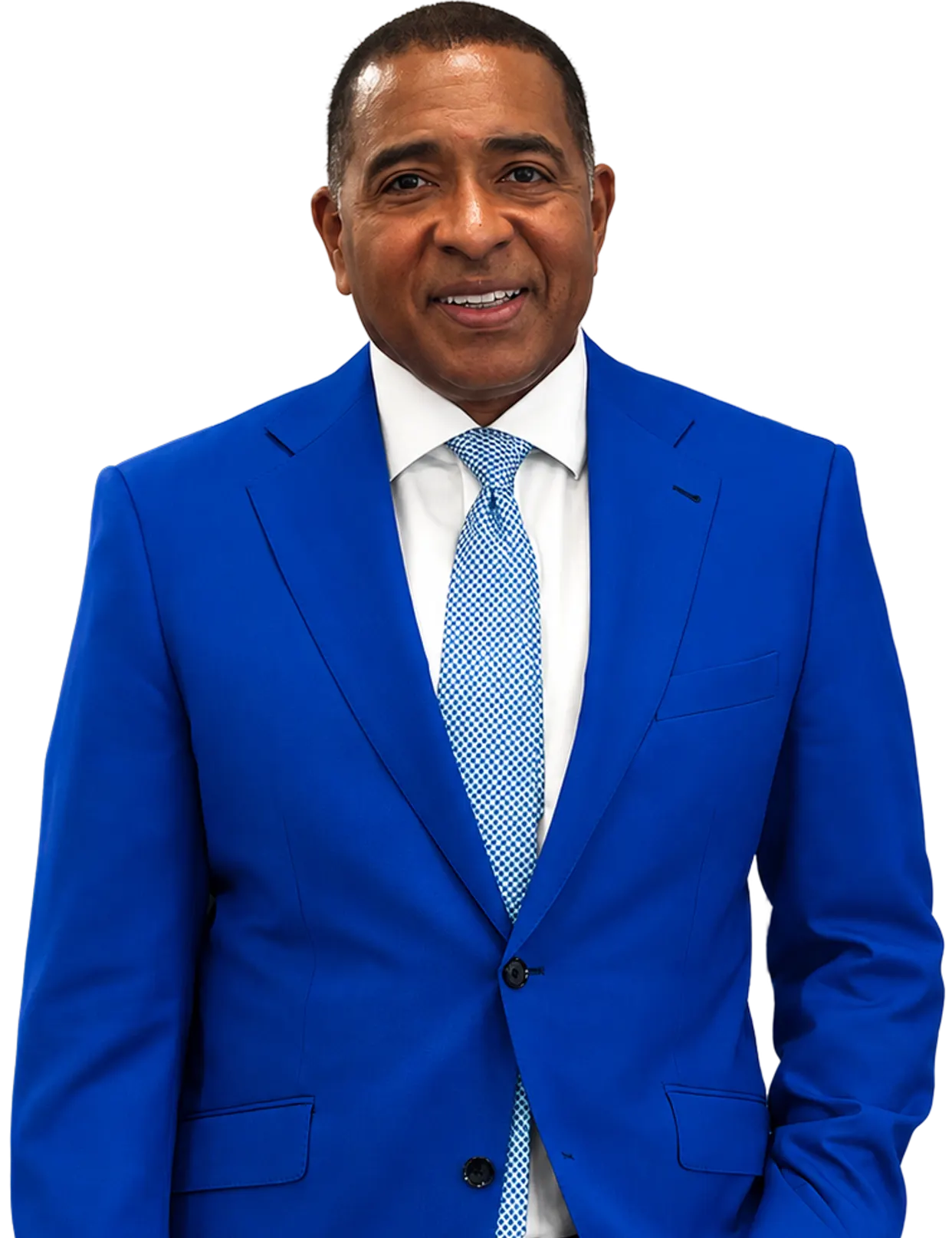 Michael Garcia, founding attorney, in a blue suit